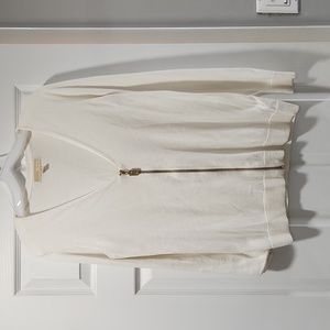 Michael Kors Cream V Neck Zipup Sweater